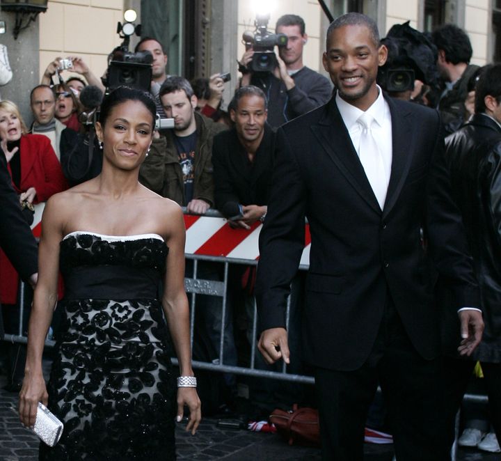 Actors Will Smith and wife Jada Pinkett Smith leave the Hassler Hotel prior to the wedding of actors Katie Holmes and Tom Cruise at Castello Odescalchi on November 18, 2006 in Rome, Italy. 