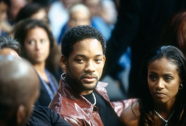 Will Smith and Jada Pinkett are seen together during a boxing match circa 1996.
