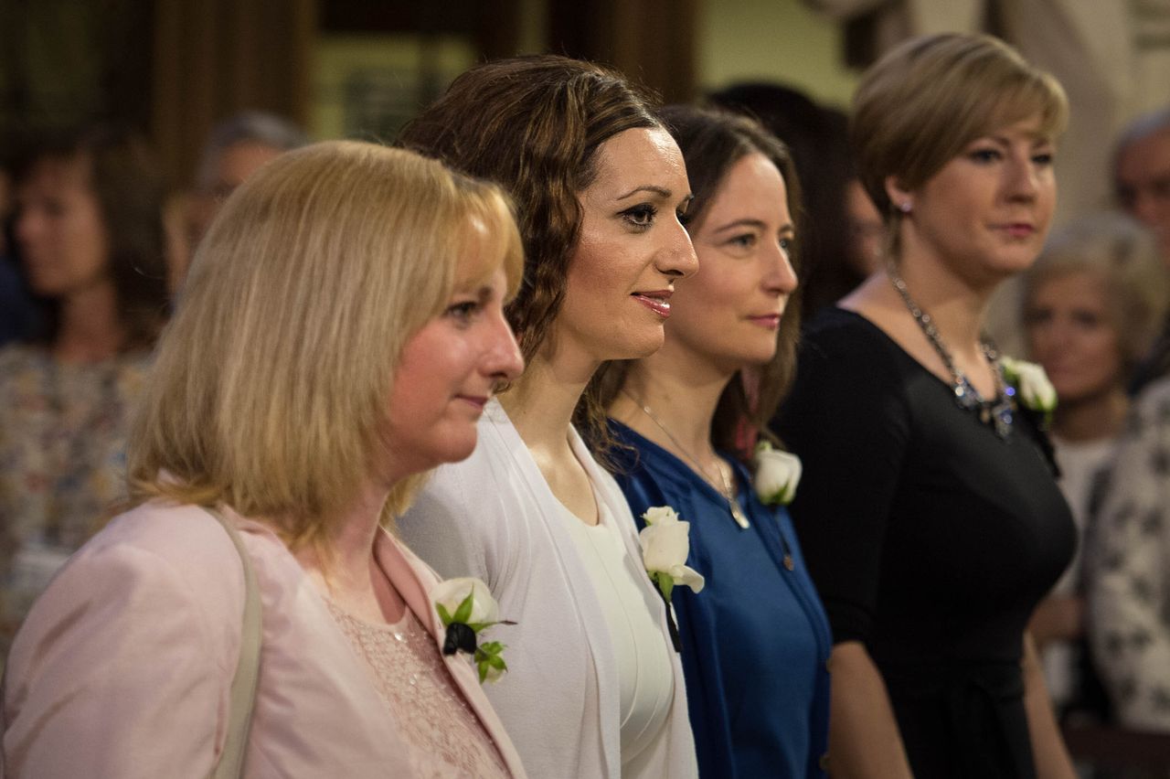 Lisa Cameron (left) with fellow SNP MPs Tasmina Ahmed-Sheikh, Carol Monaghan and Hannah Bardell at the State Opening of Parliament in 2016.