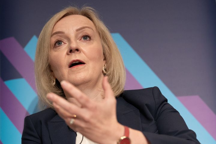 Liz Truss gives a speech on the economy at the Institute for Government in London. Picture date: Monday September 18, 2023. (Photo by Stefan Rousseau/PA Images via Getty Images)