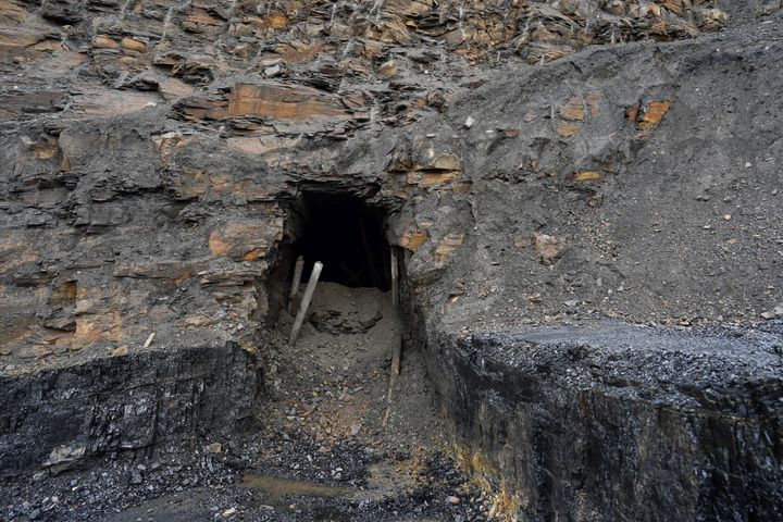 Old coal workings are seen after being previously uncovered on the final day of mining operations at the Bradley Open Cast Mine on August 17, 2020