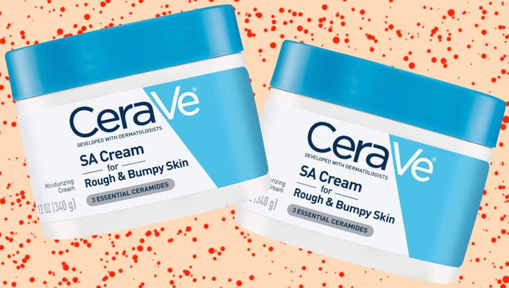 CeraVe salicylic acid cream for rough skin.