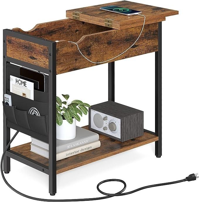 A side table with charging outlets
