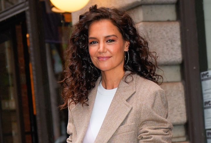 Katie Holmes sported curls in New York City on Feb. 16, 2023.