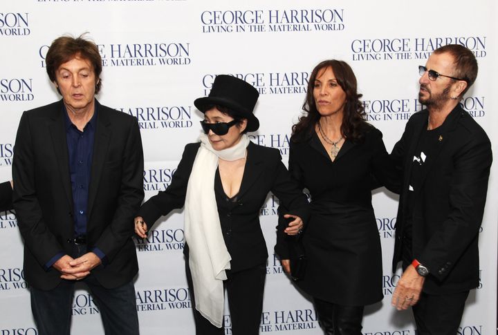 Paul McCartney, Yoko Ono, Olivia Williams and Ringo Starr attend the U.K. premiere of “George Harrison: Living In The Material World” in 2011.