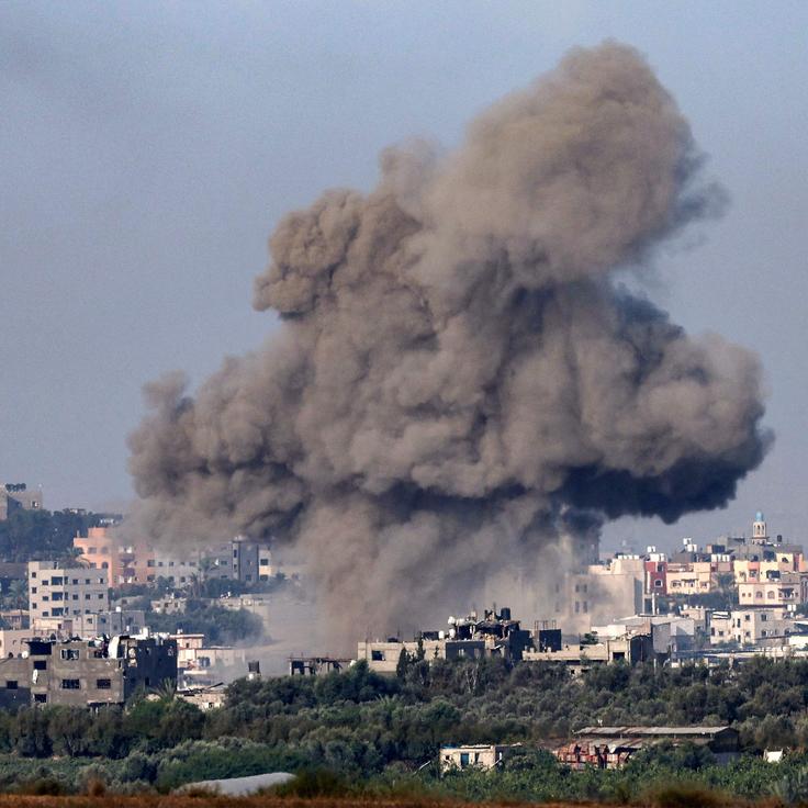 This picture taken from Israel's southern city of Sderot shows smoke billowing over the northern Gaza Strip during Israeli bombardment on Oct. 18, amid ongoing battles between Israel and the Palestinian group Hamas. Thousands of people, both Israeli and Palestinians, have died since Oct. 7, when Hamas militants in the Gaza Strip entered southern Israel in a surprise attack.