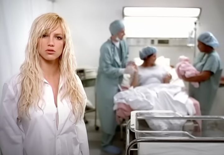 Britney Spears is shown in the "Everytime" music video.