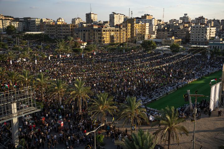 Υποστηρικτές της Παλαιστινιακής Ισλαμικής Τζιχάντ συμμετέχουν σε συγκέντρωση για την 36η επέτειο από την ίδρυση του κινήματος στην πόλη της Γάζας, Παρασκευή 6 Οκτωβρίου 2023.