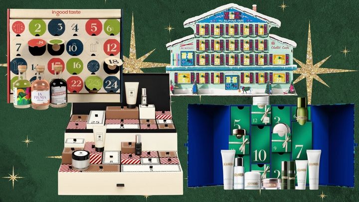 In Good Taste's wine sampler, the Jo Malone beauty and decor calendar, Anthropologie's reusable Alpine lodge calendar and a beauty set from La Mer. 