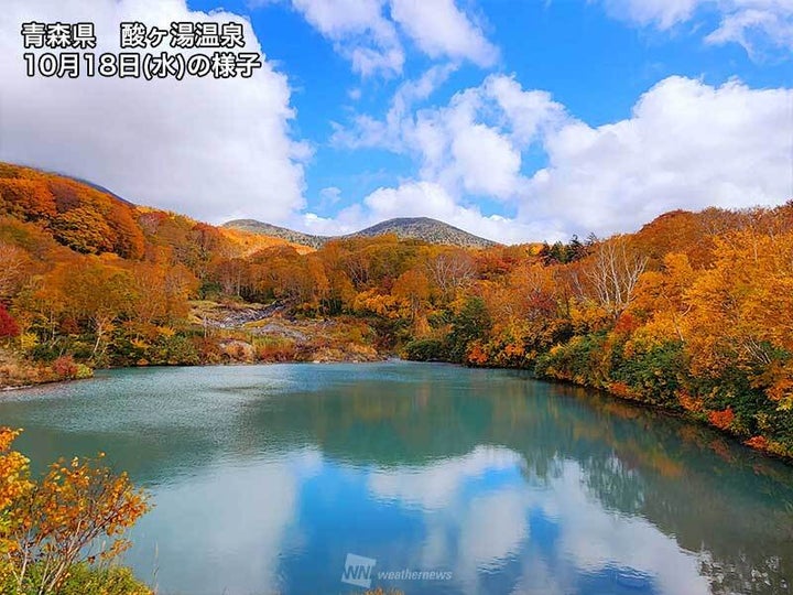 青森県 酸ヶ湯温泉 紅葉の様子