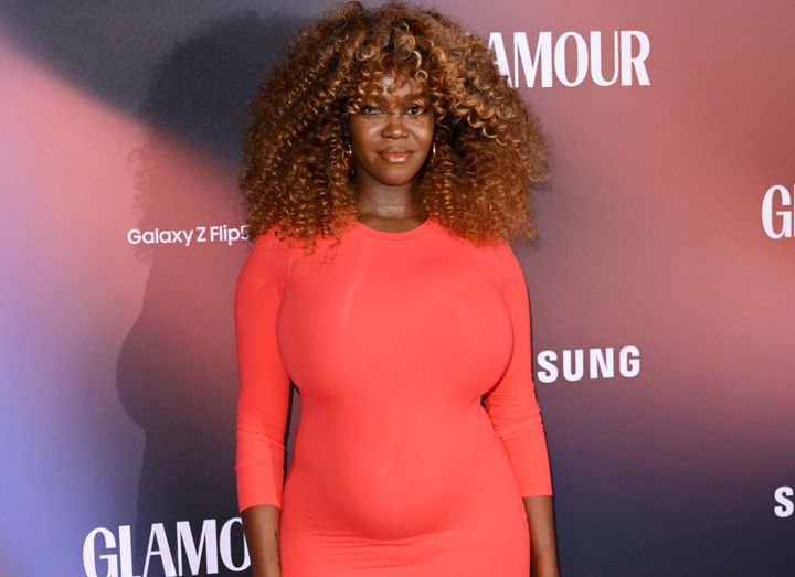Oti Mabuse arrives at the Glamour Women of The Year Awards 2023 on October 17, 2023 in London, England. 