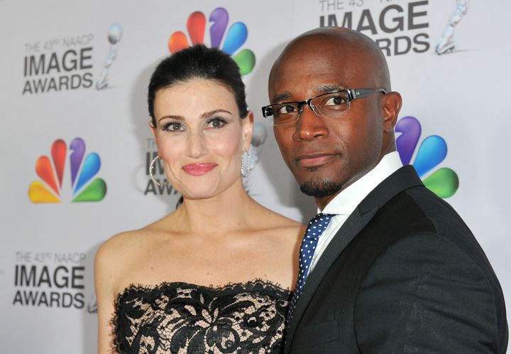 Actors Idina Menzel and Taye Diggs in 2012.