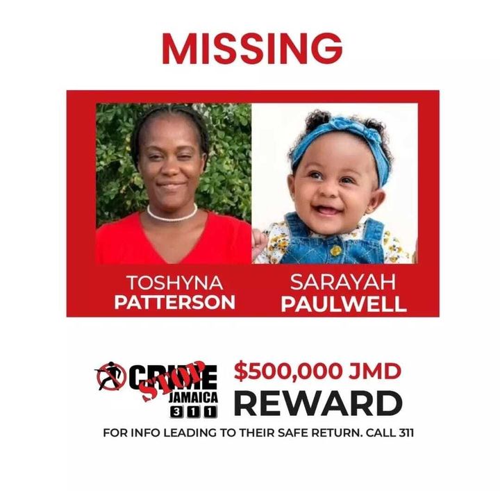 A missing poster for Toshyna Patterson and Sarayah Paulwell before the 27-year-old mother and 10-month-old baby were found murdered.