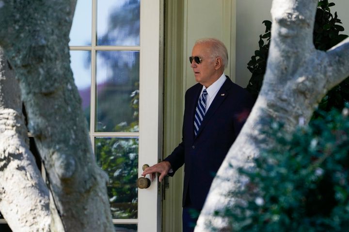 President Joe Biden walks from the Oval Office towards Marine One on the South Lawn of the White House in Washington on Oct. 13. 