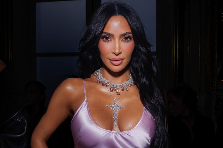 Kim Kardashian attends the Victoria Beckham Spring/Summer 2024 womenswear fashion collection presented Friday, Sept. 29, 2023 in Paris. (AP Photo/Vianney Le Caer)