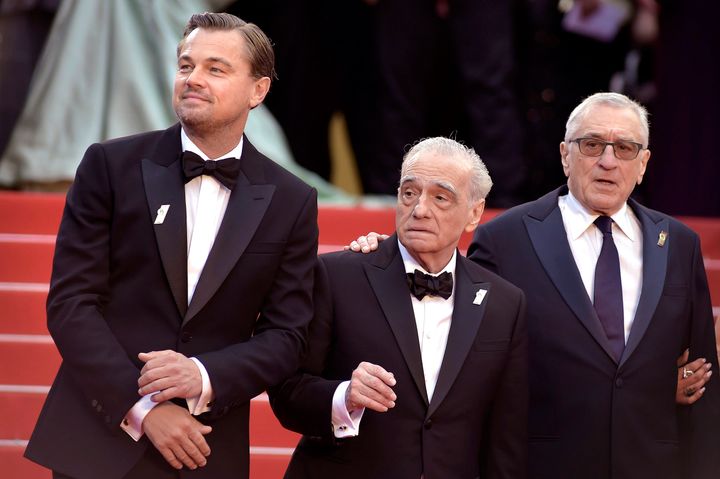 （左から）カンヌ国際映画祭に参加したレオナルド・ディカプリオ氏、マーティン・スコセッシ監督、ロバート・デ・ニーロ氏（2023年5月20日）
