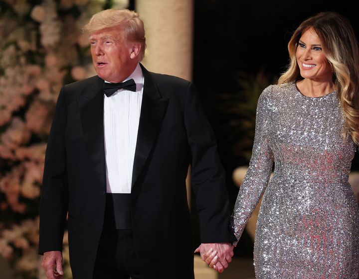 Donald Trump and Melania Trump attend a New Years event at Mar-a-Lago on Dec. 31, 2022.