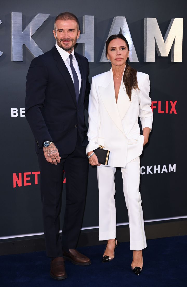 David and Victoria Beckham at the premiere of Netflix's Beckham earlier this month