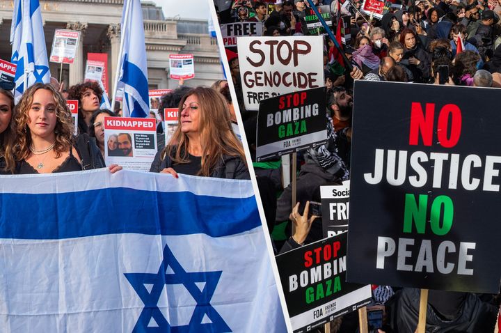 Pro-Israel and Pro-Palestine marches