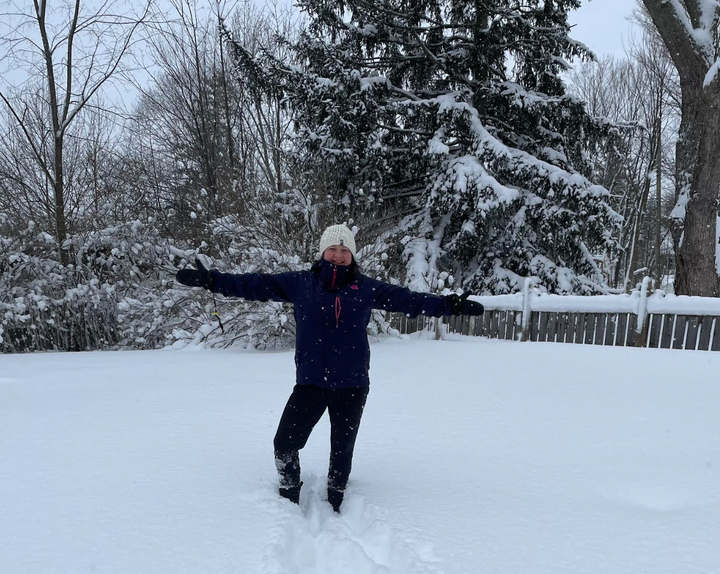 The author in her backyard in West, Falls, New York, just outside of Buffalo.