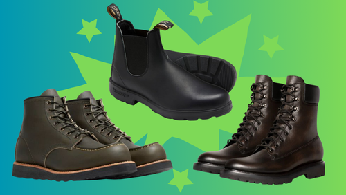 Red Wing Shoes Moc boots, Blundstone Chelsea boots and a pair of Thursday Boot Co. Explorer boots. 