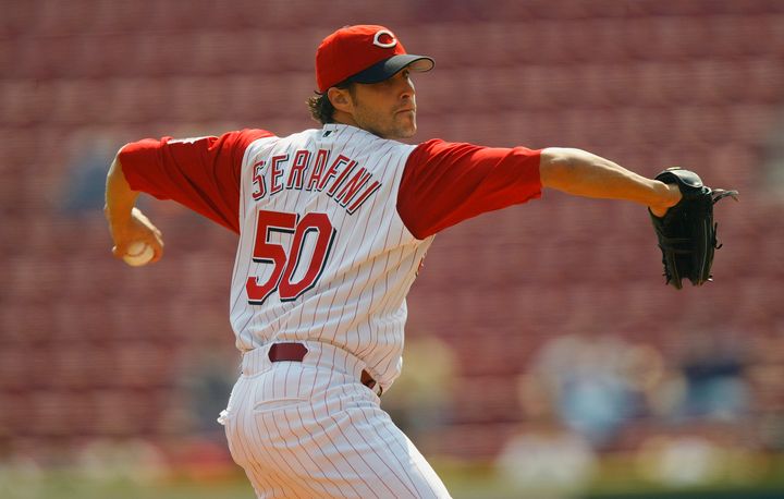 Danny Serafini pitches for the Cincinnati Reds in a Sept. 11, 2003, game in Ohio against the Pittsburgh Pirates.