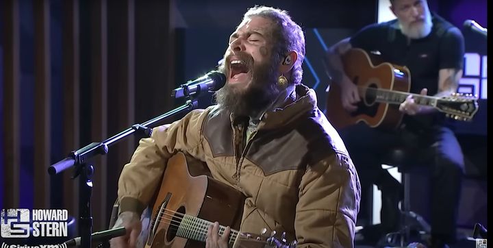 Post Malone performs on the Howard Stern show on Oct. 17.