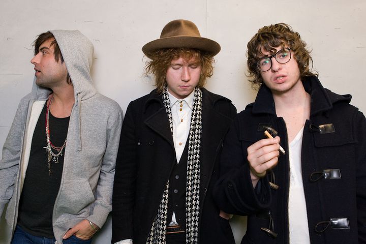 LEIPZIG, SAXONY - NOVEMBER 22: (L-R) Dan Logan, Hugh Harris and Luke Pritchard of The Kooks pose backstage before their concert at the Arena Leipzig on November 22, 2008 in Leipzig, Germany. (Photo by Marco Prosch/Getty Images)