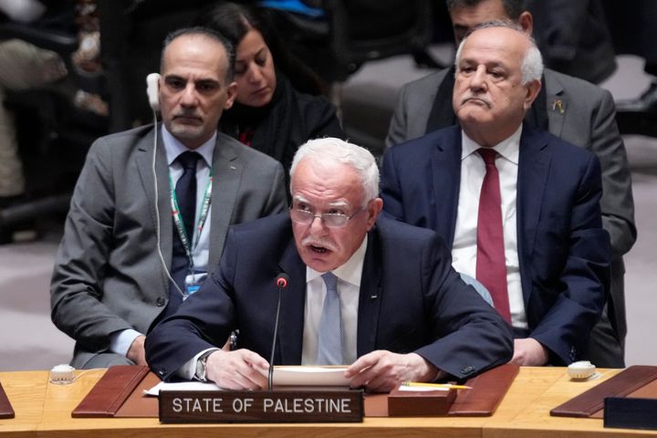 Ο Παλαιστίνιος υπουργός Εξωτερικών Riyad Al-Maliki μιλάει κατά τη διάρκεια συνεδρίασης του Συμβουλίου Ασφαλείας στην έδρα των Ηνωμένων Εθνών, Τρίτη 24 Οκτωβρίου 2023.