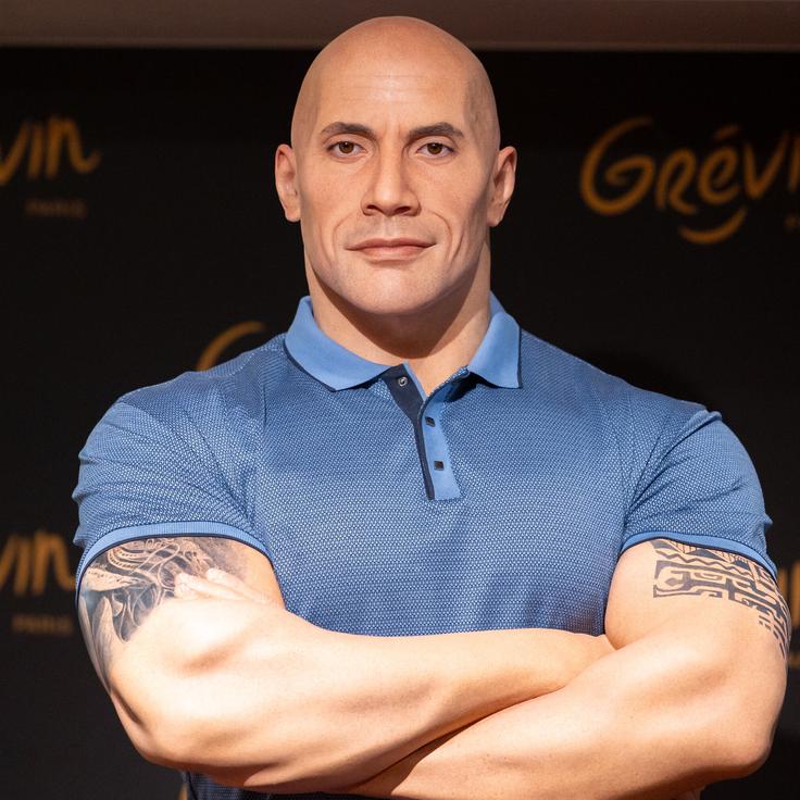 The Dwayne Johnson wax figure is unveiled at Grévin Museum on Oct. 16 in Paris, France. 
