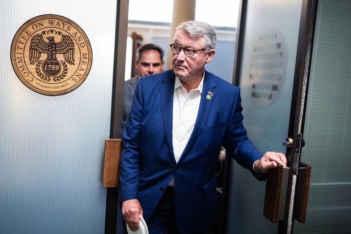 Rep. Rick Allen (R-Ga.), shown leaving a Capitol Hill meeting on Oct. 10, was among the Republicans who rejected Rep. Tom Emmer (R-Minn.) as speaker because of his support for gay marriage. In a closed GOP meeting, Allen reportedly told Emmer he needed to “get right with Jesus.”