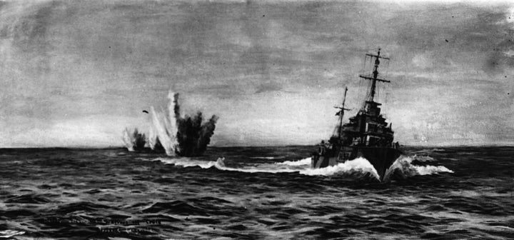 June 1940: The British navy takes the initiative as HMS Daisy destroys three Italian submarines off the coast of Crete during the Naval war in the Eastern Mediterranean from 1939 to 1941. (Photo by Hulton Archive/Getty Images)