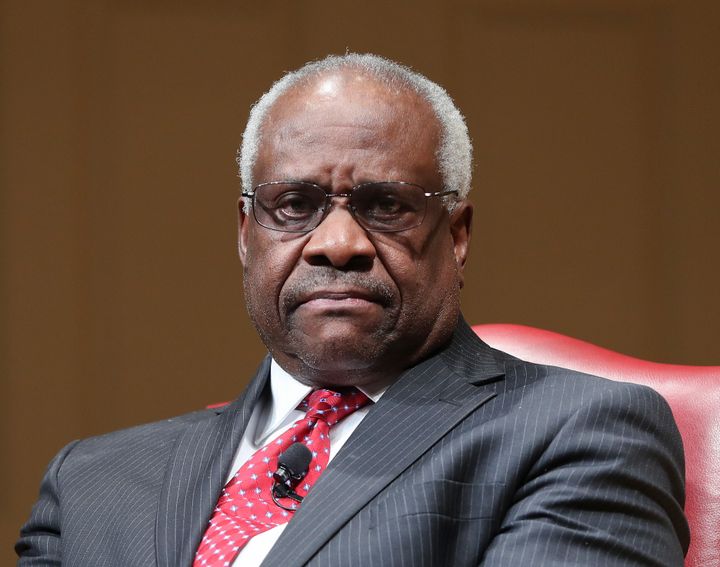 Justice Clarence Thomas sits as he is introduced during a 2018 event at the Library of Congress in Washington. 