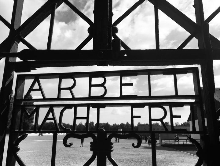 "Arbeit Macht Frei" (which translates to "Work will set you free") is a phrase from Georg Diefenbach's 1873 novel and was placed over the entrance to Dachau and other concentration camps.