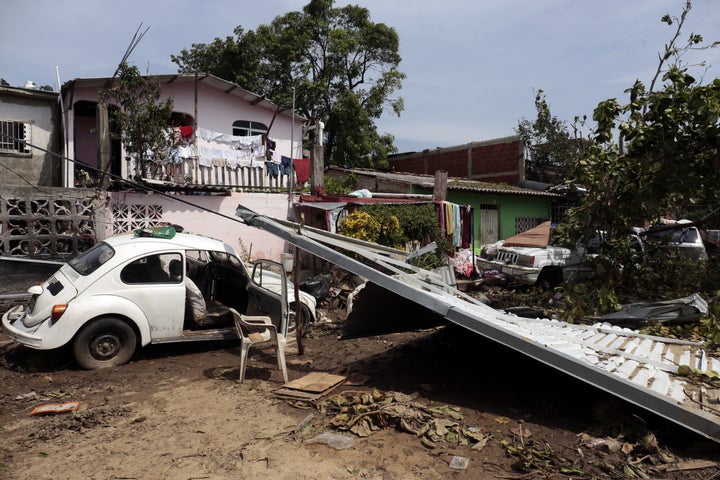 TOPSHOT - View of damages caused by the passage of Hurricane Otis in Acapulco, Guerrero State, Mexico, on October 28, 2023. The death toll from an extraordinarily powerful hurricane that blasted the Mexican resort city of Acapulco rose Saturday to 39, the Mexican government said (Photo by SALVADOR VALADEZ / AFP) (Photo by SALVADOR VALADEZ/AFP via Getty Images)