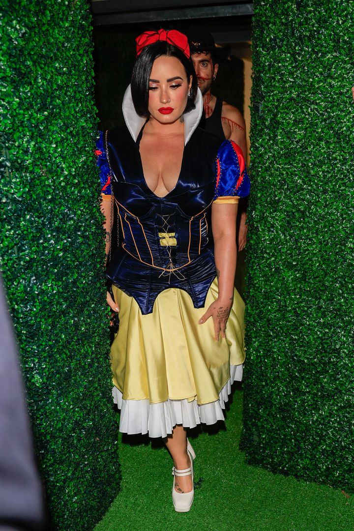 Demi Lovato is seen arriving to Vas Morgan and Michael Braun's Halloween Party on October 28