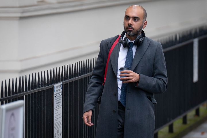 Imran Shafi, former private secretary to former prime minister Boris Johnson, arrives to give a statement to the UK Covid-19 Inquiry at Dorland House in London.