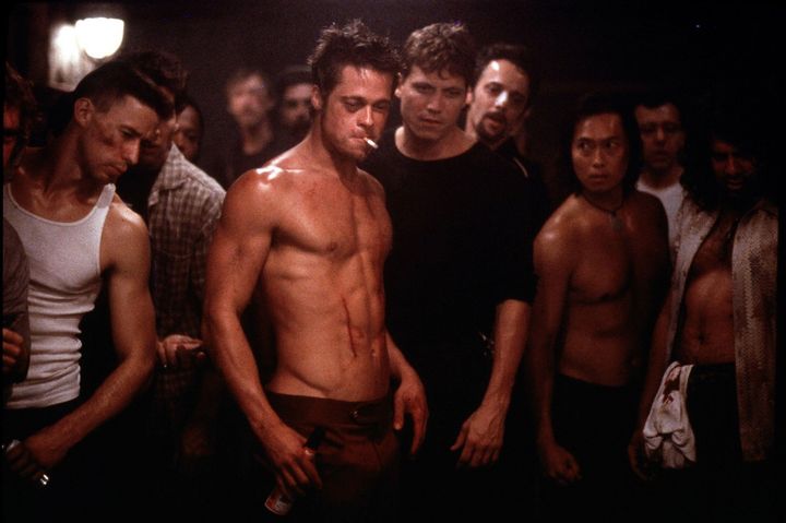 Brad Pitt appears as anti-hero Tyler Durden in David Fincher's 1999 film "Fight Club." The director didn't have an explanation when asked about the film's fringe fan base.