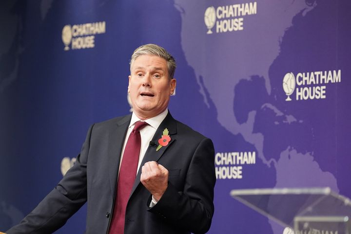 Keir Starmer delivers a speech on the situation in the Middle East at Chatham House in central London. 