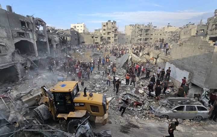 A view from the area after Israeli airstrikes on Jabalia refugee camp in northern Gaza, on October 31, 2023.