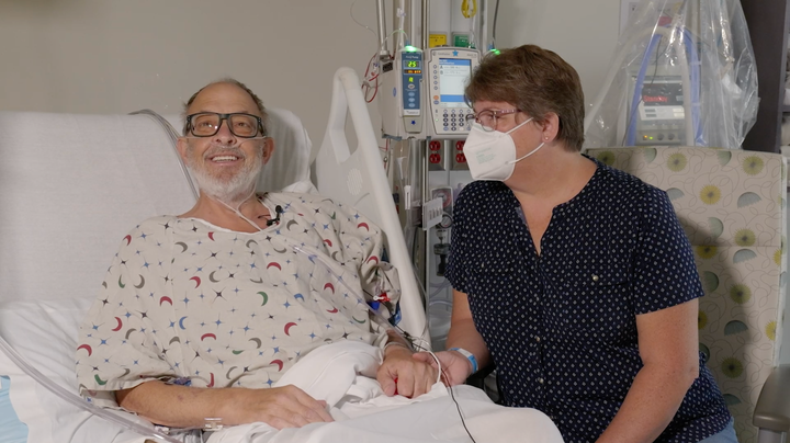 Lawrence Faucette sits with wife, Ann, in the school's hospital in Baltimore, Md., in September.