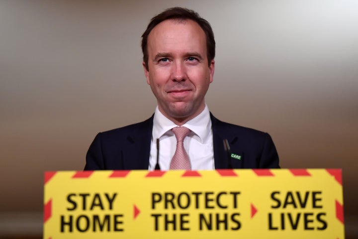 Matt Hancock during a media briefing in Downing Street during the pandemic.