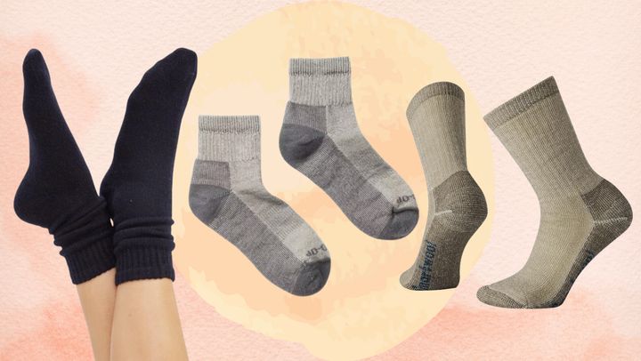 Naadam cashmere socks, R.E.I. Co-Op wool socks and a pair of SmartWool socks.