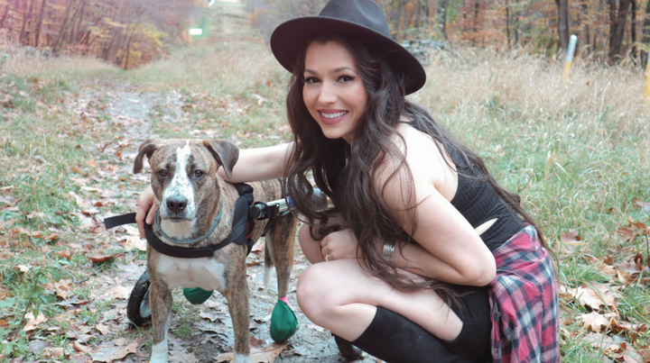 The author appears with Audrey at a photo shoot.