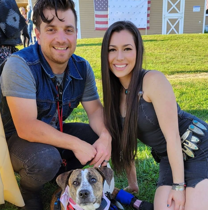 "This is a family portrait of me, Steve and Audrey taken backstage at a show we were playing," the author writes.