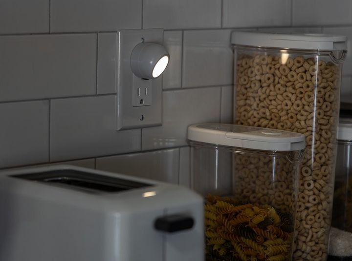 The GED LED nightlights from Amazon in use in a kitchen.