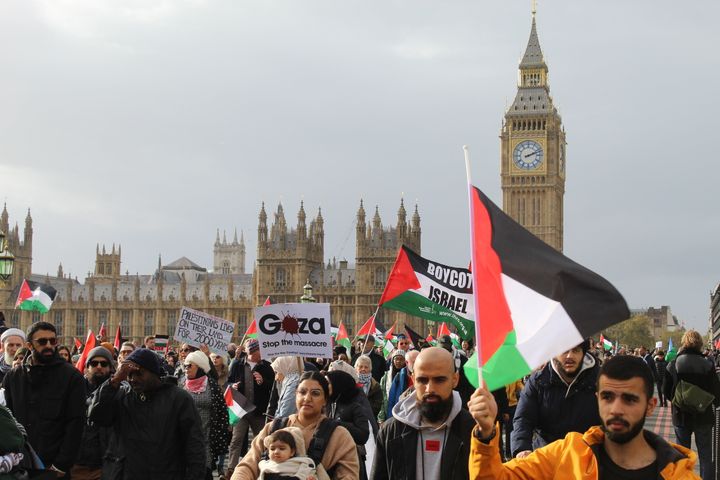 Protesters at the most recent pro-Palestine march in central London.