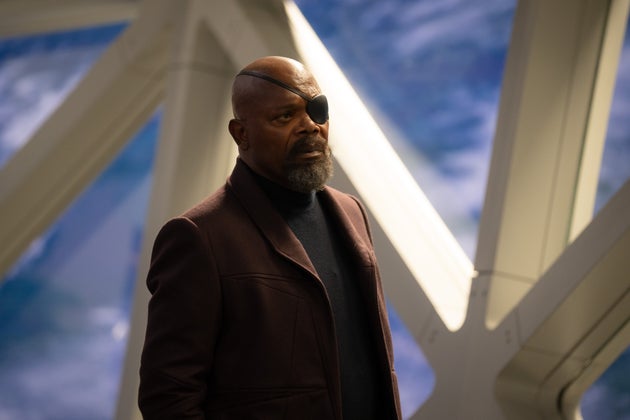 Samuel L Jackson in character as Nick Fury