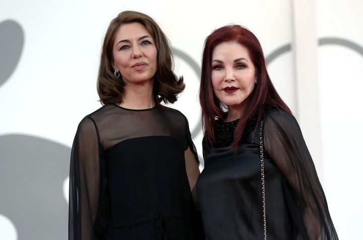 Sofia Coppola, left, and Priscilla Presley, right, at the 2023 Venice International Film Festival. 