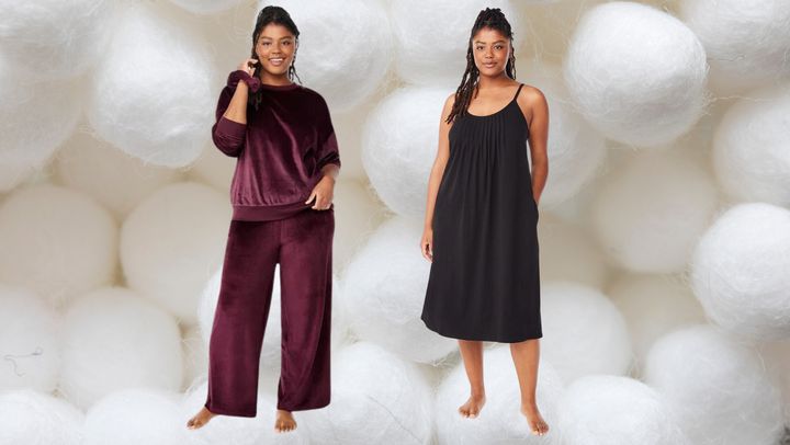 A velour pajama set and midi-length nightgown from Walmart